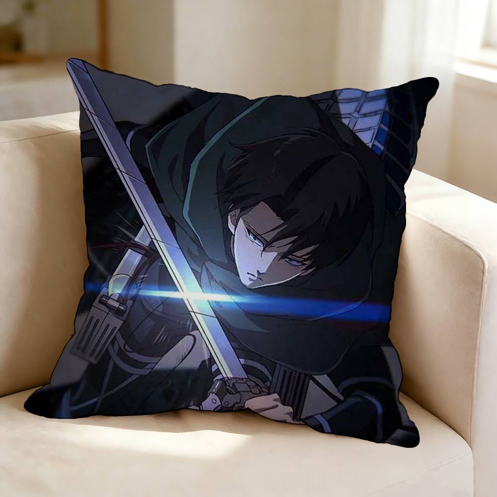 Anime AAttack On Titan LLevi Ackerman Square DoubleSided Printed Pillow Case Bedroom Bedside Pillow Sofa Cushion Cover