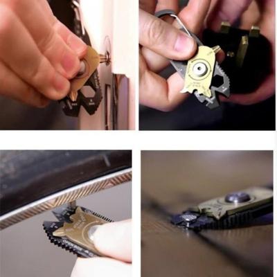 Rotating Disc 20-in-1 Multi-Tool - Stainless Steel EDC Pocket Tool with Wrench & Screwdriver Set for Outdoor Emergency Repair