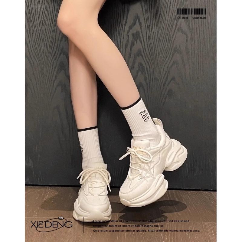 

! Small women show small feet, new thick-soled height-increasing beige sneakers 40