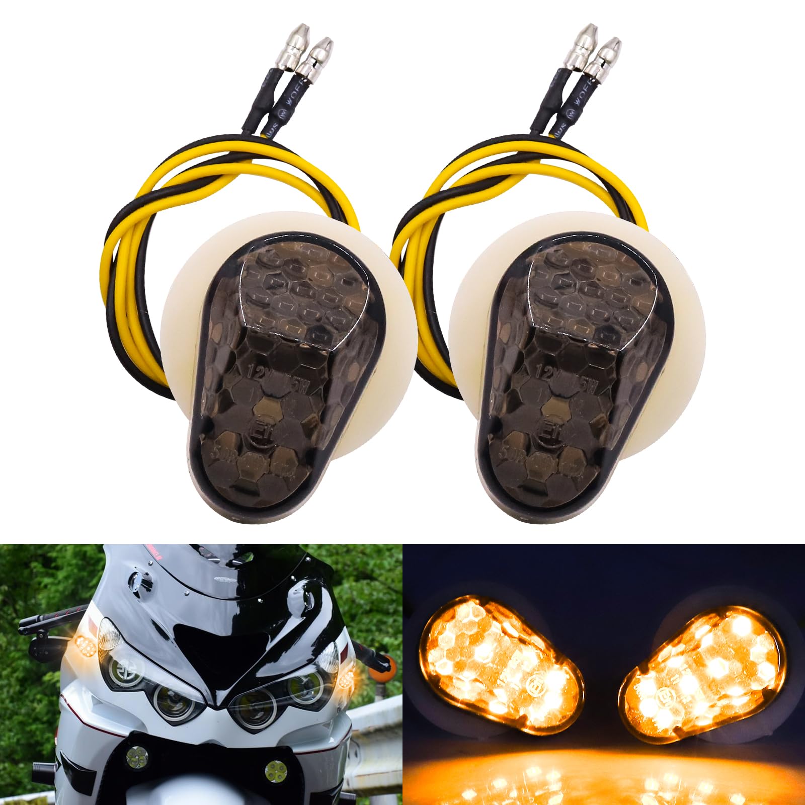 Ygmylandbb Motorcycle Turn Signals LED Turn Signals Motorcycle Turn Signals Direction Signals Smoke Lens Recessed Pack of 2 40mm оранжевый