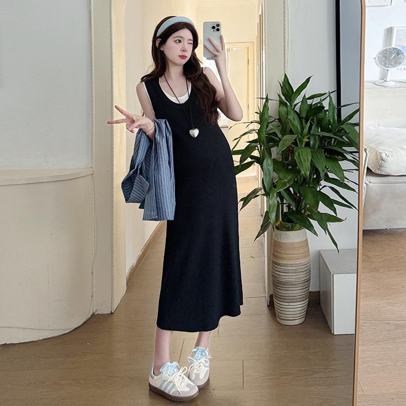 2026 Early Spring Faux Two-Piece Vest Dress with Striped Shirt Set 2XL