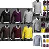 Stylish Men's Long Sleeve V-neck Knitted Cardigan Pullover Warmer Jumper Sweater Shirt Top For Casual Wear