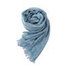 Spring & Autumn Cotton Linen Women's Retro Pleated Scarf - Thin, Solid Color, Versatile, Korean Style Neck Warmer