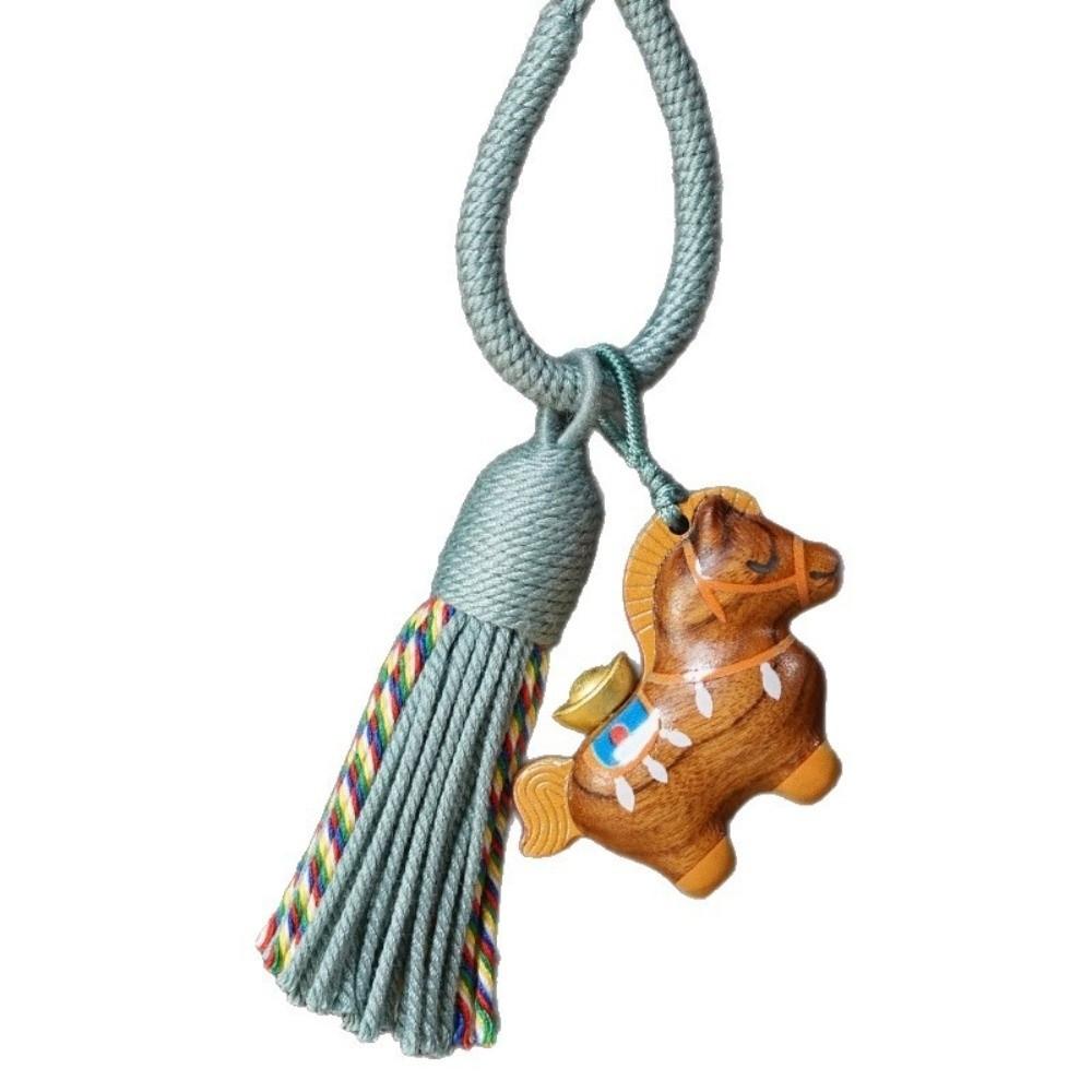 Pingente de Cavalo do Zodíaco de Madeira Feito à Mão Chaveiro de Cavalo Mascote da Sorte Tradicional Chaveiro Criativo de Desenho Animado do Zodíaco Para Presentear