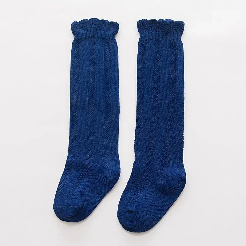 Solid Candy Color Autumn Cotton Double Needle Knee High Socks for Baby Girls Princess 1 To 10 Years Kids Toddler Long Socks