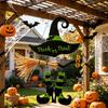 Hanging Wall Decor Halloween Witch Hat Boot Sign, Trick or Treat Decoration Or Sign for Home Room, Wooden Front Door Hanger Holiday Party,
