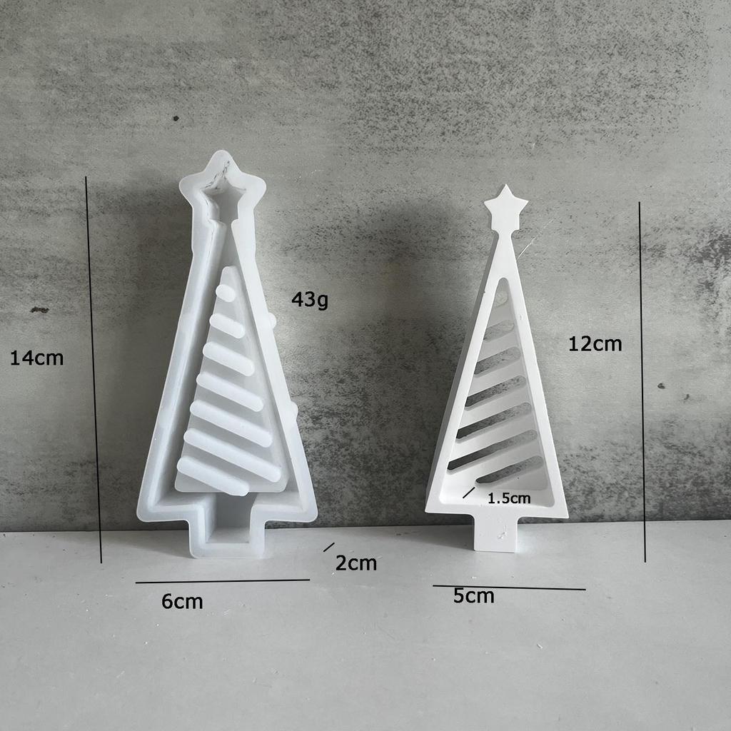 3D Cute Christmas Tree Decoration Silicone Mold DIY Handmade Aromatherapy Plaster Christmas Lights Tree Resin Drop Glue Mold