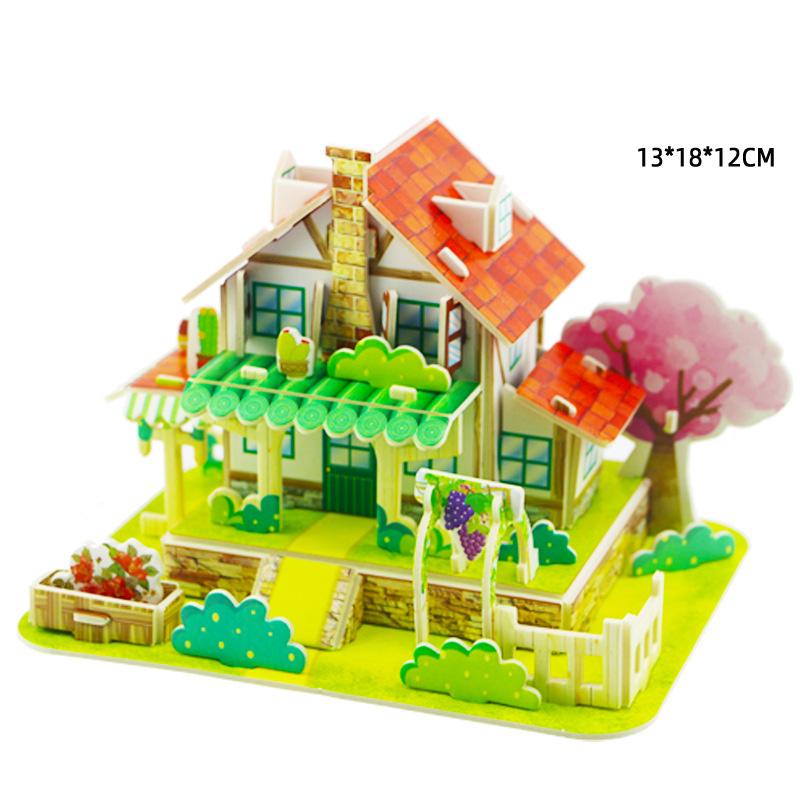 Villa House Castle Building Model 3D Cardboard Puzzle Jigsaw Toys Children's Interest Educational Toys Kids Gift