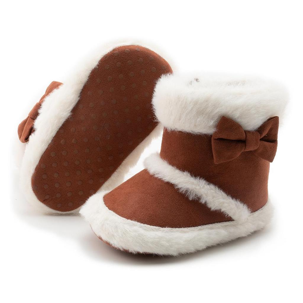 2025 Herbst/Winter Kleinkind Baumwollstiefel: Mit Schleife, Mehrfarbig, Rutschfeste Weichsohle