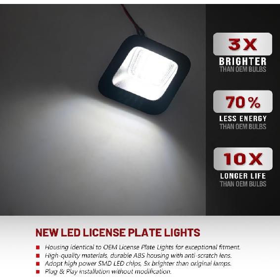 NJSBYL Full LED License Plate Light Assembly OEM Replacement for 2003-2018 D0dge Ram 1500 2500 3500 Pickup Truck Rear Tag License Number Plate Lamps