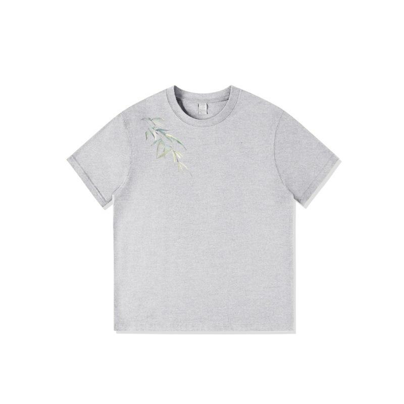 

Женская модная хлопковая футболка 2025 года с принтом листьев в стиле хай-стрит и прямым плечом 3XL хизер серый