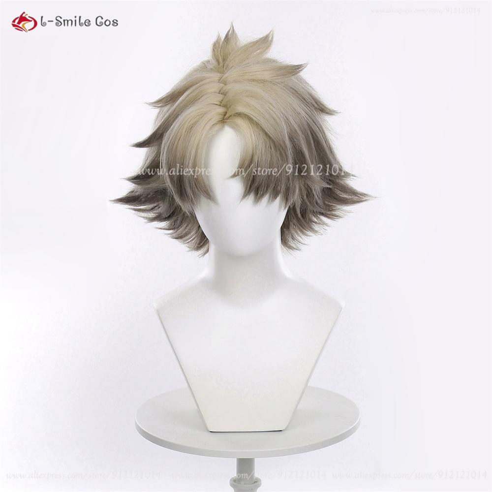 Rudo Surebrec Cosplay Wig 25cm Yellow Flax Dye Gradient Wigs For Men Cosplay Costumes Anime Wig Heat Resistant Synthetic Hair