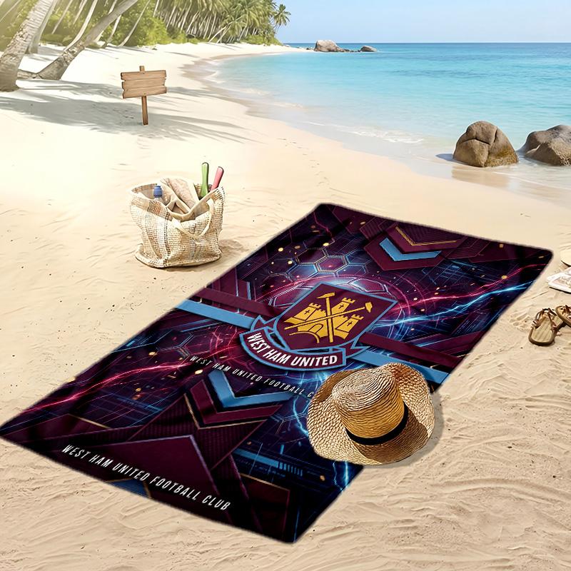 West Ham United Fußball-Print Strandtuch, Großes Weiches Schnelltrocknendes Handtuch für Strand Camping Schwimmen