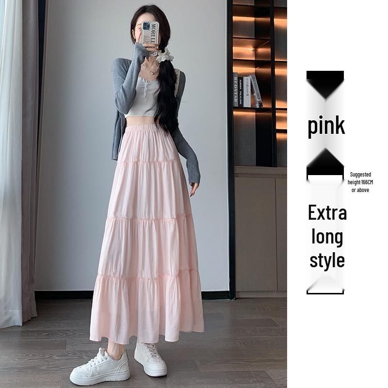 Women's White High-Waist A-line Long Skirt - 2026 Spring/Autumn Collection