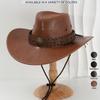 Men's and Women's Nashville Style Personalized PU Leather Cowboy Hat Unique Metal Round Star Willow Nail Belt Competitive Riding