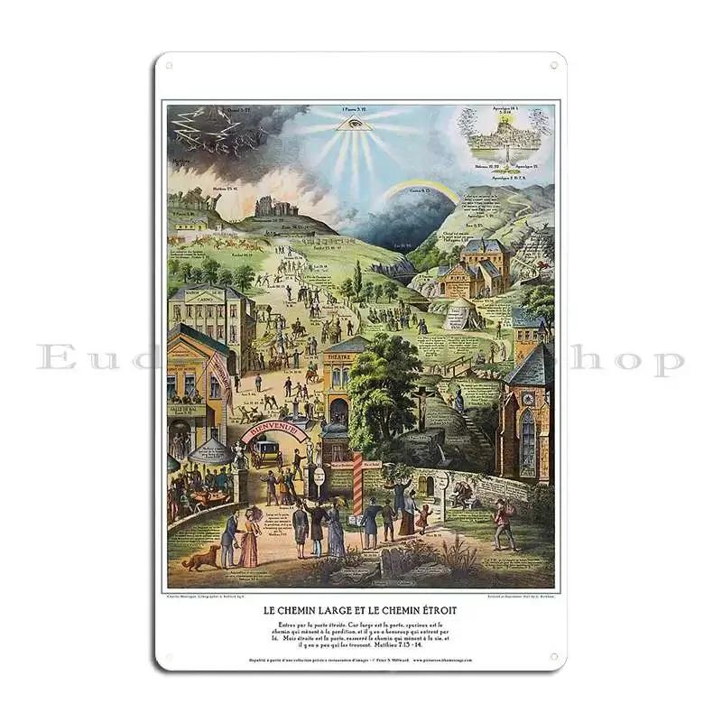 Le Chemin Large Et Le Chemin Ctroit Metal Sign Cinema Pub Create Wall Plaque Party Tin Sign Poster 20x30cm(7.8x11.8inch)