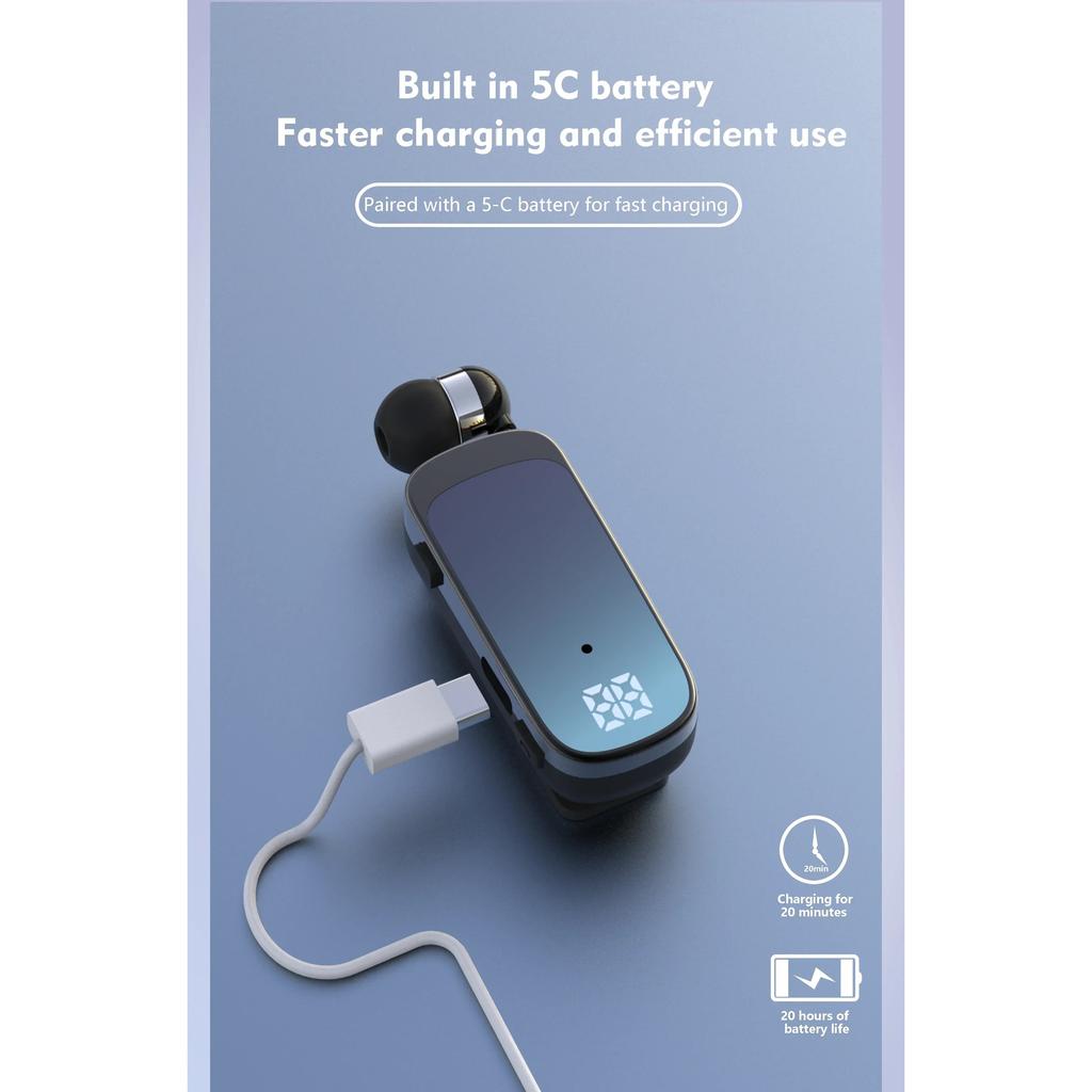 Lavalier Business Bluetooth 5.2 Headphone Call/Music 20H Noice Cancelling Wireless Earphone Vibrate Remind Headset Sport Earbuds