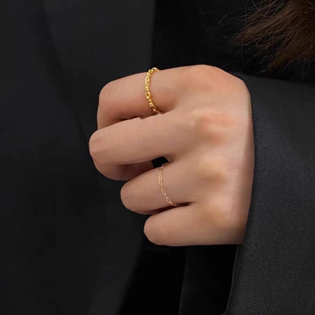 Vietnam Sand Gold Knot Ring: Damenschmuck aus Messing, vergoldet, verstellbar
