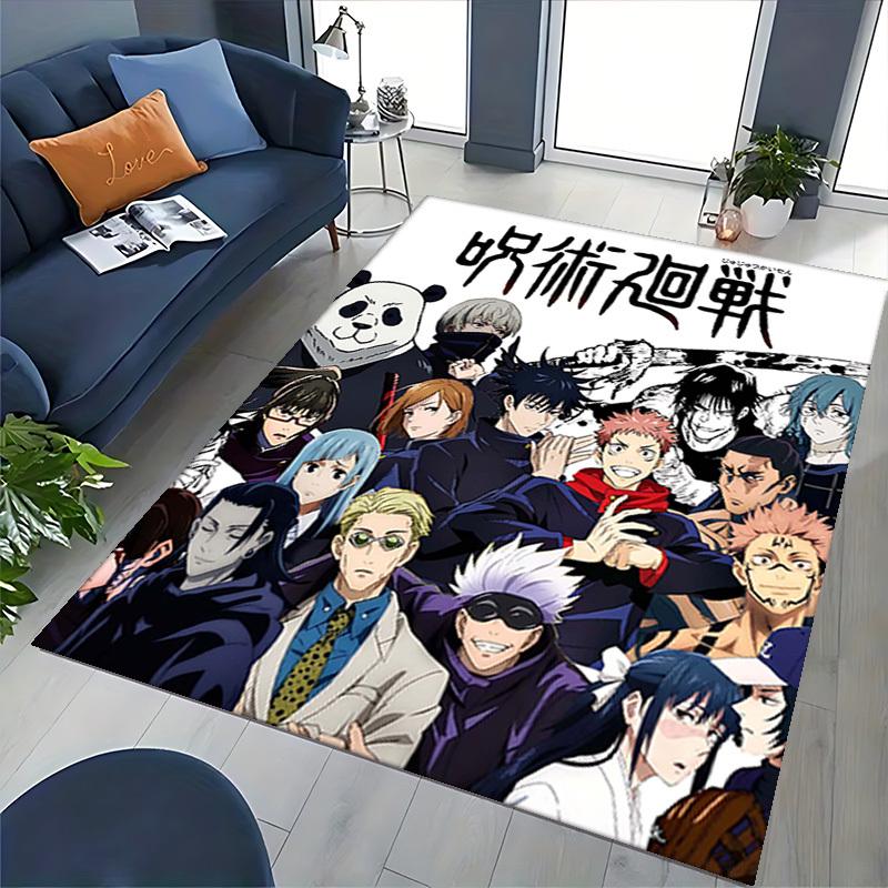 1pc Jujutsu Kaisen Anime Characters Office Chair Mat - Anti-Slip Carpet with Cute Panda Design, Perfect for Anime Lovers and Fans of Jujutsu Kaisen.O0
