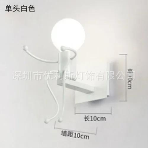 

Modern Nordic Sconce Wall Lamp LED Chandelier Macaroon Cartoon Doll Wall Light Minimalism Metal Robot Lamps with Chain Switch Cool White(5500-7000K)