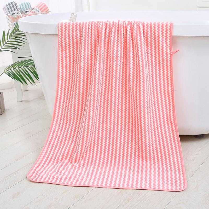 Color Bar Pineapple Grid Yang Corrugated Bath Towel Coral Fleece Absorbent Soft Bath Towel