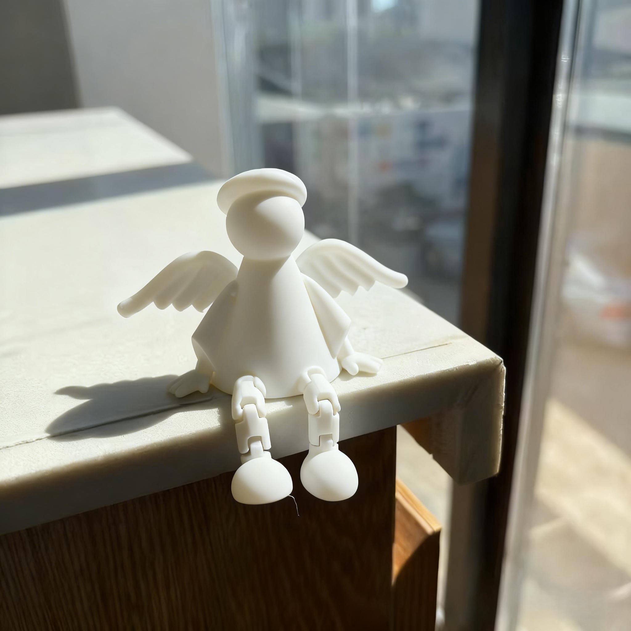 

3D Printed Angel Figurine with Wings - Durable Plastic Christmas Decor for Home, Car, Desk. Ideal Gift for All белый