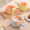 Cute Bowknot Ceramic Bowl with Handle, Aesthetic Salad, Dessert & Breakfast Oatmeal Bowl