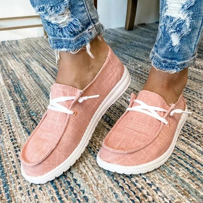 Summer New Women Fashion Vulcanize Shoes Ladies Casual Flats Convenient Slip on Loafers Comfortable Outdoor Sports Sneakers