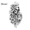 Waterproof PVC Window Decal Halloween Skeleton And Rose Static Clings, Removable Sketch Skull & Glass Sticker Flower Sticker, for Home Store