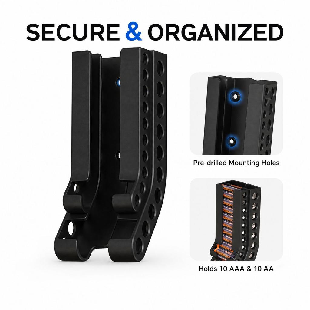 Battery Storage Rack, Wall Mount Battery Holder for Home and Use