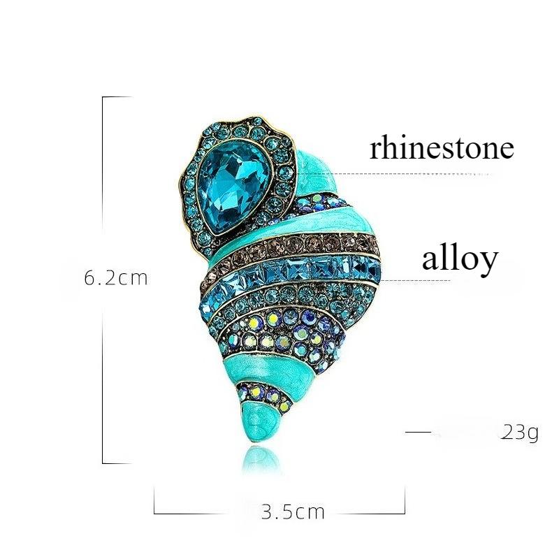 Conch brooch, oil dripping diamond retro artistic high-end brooch, accessories, clothing coat buttons