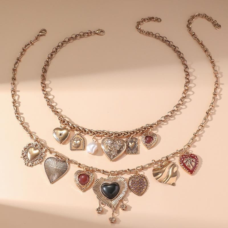 Neue Mode Retro Punk Metall Herz Anhänger Halsketten Für Frauen Vintage Choker Kette Luxus Party Schmuck Geschenke