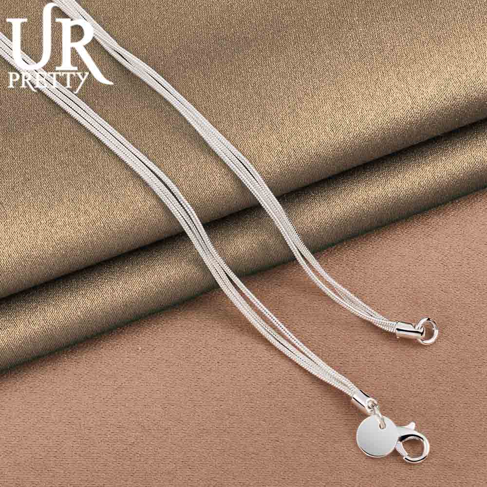 925 Sterling Silber Drei Rose Schlange Kette Halskette Mode Hochzeit Zubehör