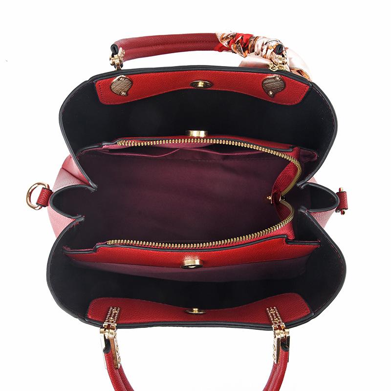 Women Fashi Simplicity Solid Color Handbag Design Silk Scarf Single Shoulder Crossbody Bag
