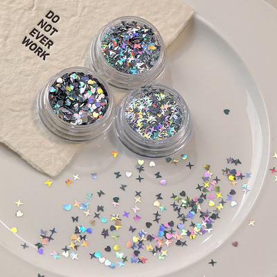 Holographischer Silber Nagelglitzer Laser Sternform Pailletten Glitzernde Flocken Paillette DIY Nagelkunst Dekorationen Scheiben Zubehör