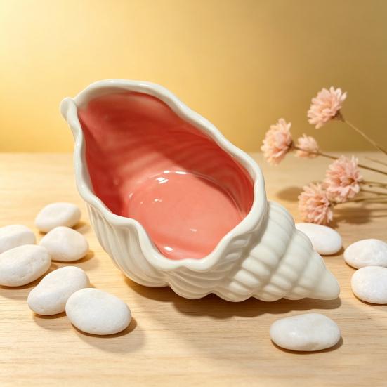Shell Jewelry Tray, Ceramic Compact Storage Dish, Durable Scratch-Resistant Organizer, for Rings Earrings Necklaces Bracelets Watches