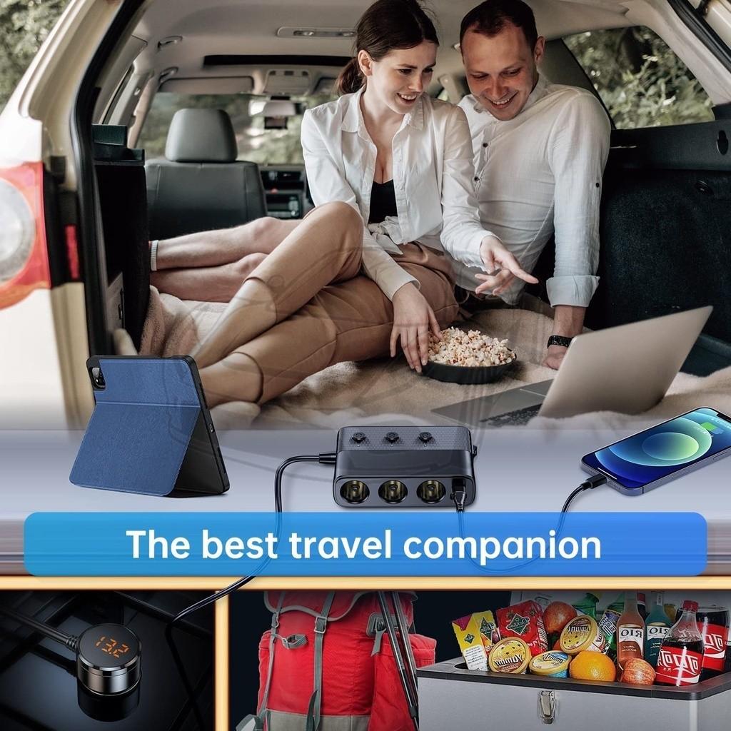 Încărcător Auto Portabil Quick Charge 3.0 și USB 20W Adaptor Brichetă Auto 128W Putere Mare 12V/24V Splitter Auto