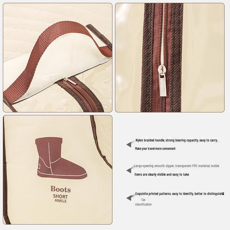 Damen Overknee Atmungsaktiver Stiefel Organizer: Transparente PVC Aufbewahrungstasche für Stiefeletten, staubdicht & feuchtigkeitsbeständig, verdicktes Vliesmaterial.