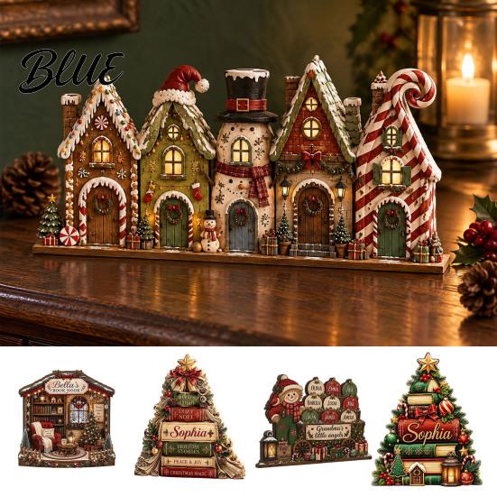 Wood Holiday Sign Wooden Christmas Table Sign Book Tree House Scarecrow Tabletop Rustic 2D Flat Decor for Mantel Shelf Desktop Seasonal Centerpiece