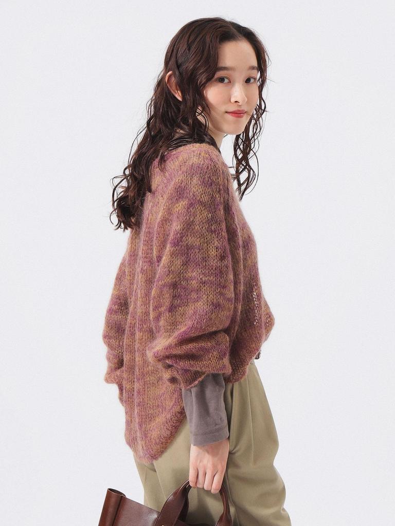 Beams Boy Women's Kasuri Mohair Baseball Knit, Purple, One Size