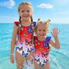 Girls One Piece Swimsuit Floral Print Sleeveless Summer Swimwear Kids Casual Comfortable Fit Soft Fabric Durable Stitching
