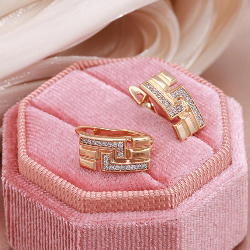 Kinel Carving Rose Gold Color Drop Earrings For Women Vintage Natural Zircon Fine Jewelry