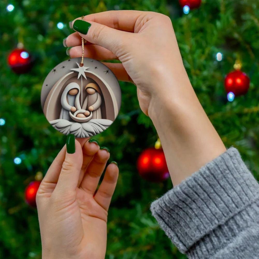 Creative Acrylic Painted Nativity Pendant Decoration Hangable Christmas Tree Ornaments Home Decor