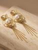 Exaggerated Vintage Gold Color Butterfly Tassel Earrings, 18K Gold Plated Stainless Steel Dangle Drop Earrings Women's Jewelry