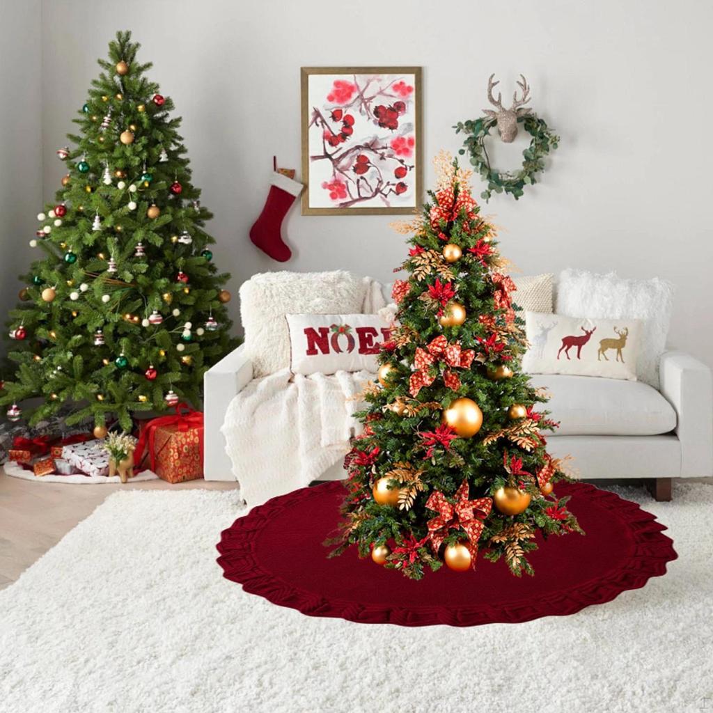 Christmas Tree Skirt Decoration Party Favors Round Base Cover for Xmas Mat