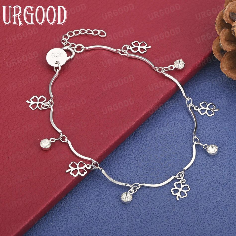 925 Sterling Silver AAA Zircon Clover Bracele Fashionable Wedding Jewelry