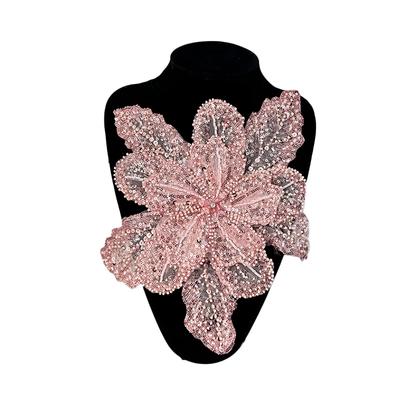 1PC Corsage Sequin Polyester Handmade Cloth Sticker Beaded Applique Multi Layer Floral Lace Patches DIY Sewing Material