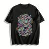 Vintage Flame Skull Print Edgy Streetwear Casual Short Sleeve Tee Pure Cotton T-shirt