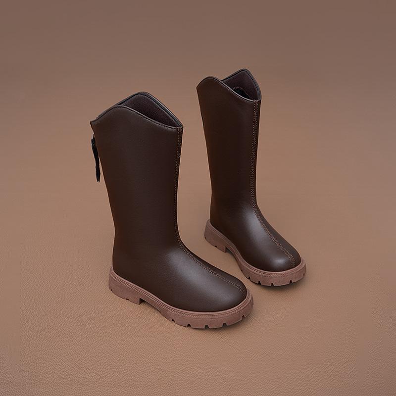 Girls British Style Thick Sole High Tube Kids Riding Long Boots