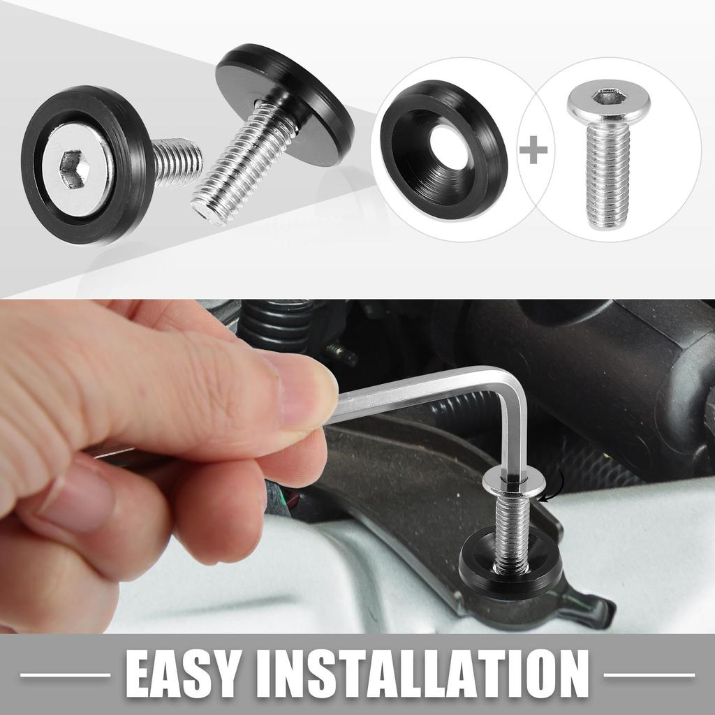 ACROPIX Car Bumper Fender Washer Bolts Engine Bay Dress-Up Kit Stainless Steel M6x20mm Black 25 Sets